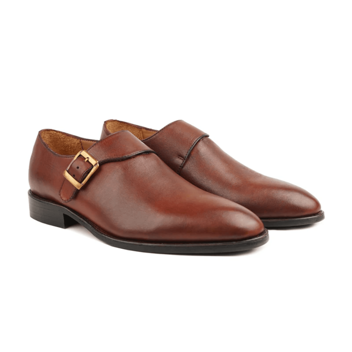 Denver Brown Leather Single Monk Strap Shoes