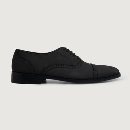 Detroit Black Nubuck Leather Oxford Shoes