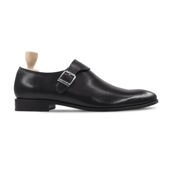 Douglas Black Leather Single Monk Strap Shoes