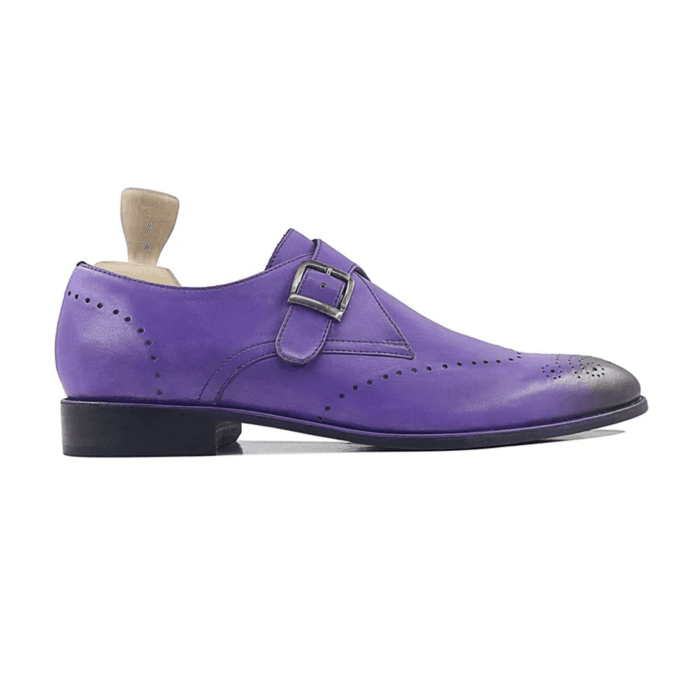 Emelia - Men's Purple Calf Leather Single Monkstrap