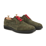 Geneva Olive Green Kid Suede Derby Shoes