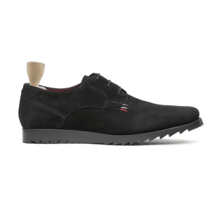 Hobart Black Kid Suede Derby Shoes