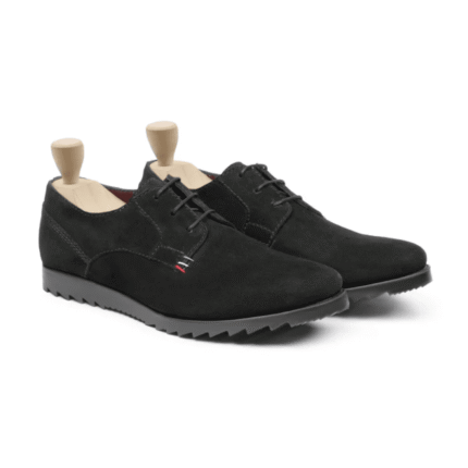 Hobart Black Kid Suede Derby Shoes