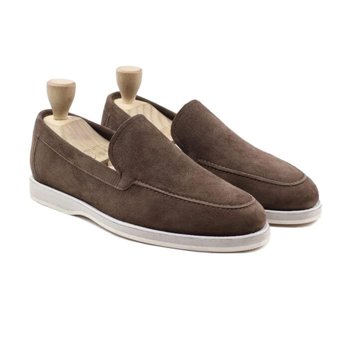 Chikafusa - Mens Dark Brown Kid Suede Loafer