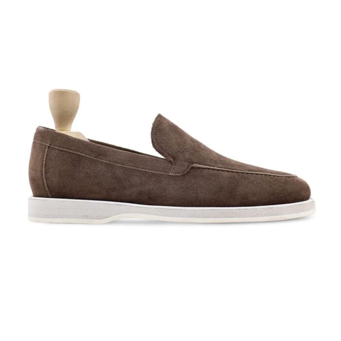 Chikafusa - Mens Dark Brown Kid Suede Loafer