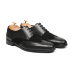 Kansas Black Kid Suede Derby Shoes