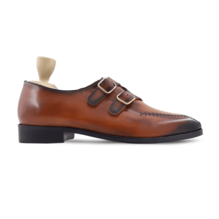 Littleton Burnished Tan Leather Double Monk Strap Shoes
