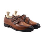 Littleton Burnished Tan Leather Double Monk Strap Shoes