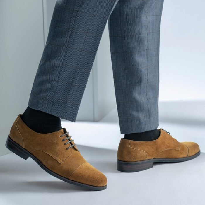 Logan Brown Suede Leather Derby Shoes - StudGuard