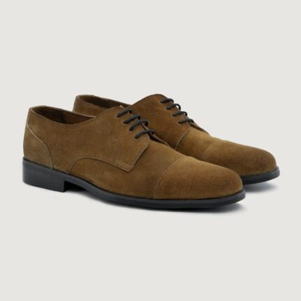 Logan Brown Suede Leather Derby Shoes - StudGuard