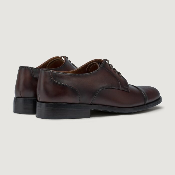 Logan Burnished Brown Leather Derby Shoes - StudGuard