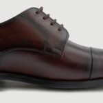 Logan Burnished Brown Leather Derby Shoes - StudGuard