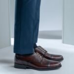 Logan Burnished Brown Leather Derby Shoes - StudGuard