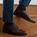Logan Burnished Brown Leather Derby Shoes - StudGuard
