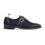 Macon Black Leather Single Monk Strap Shoes
