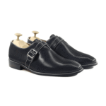 Macon Black Leather Single Monk Strap Shoes