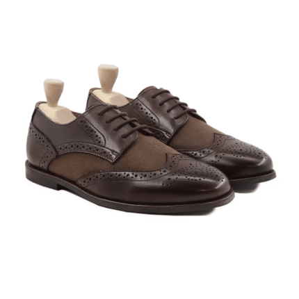 Manchester Dark Brown Leather and Kid Suede Derby Shoes