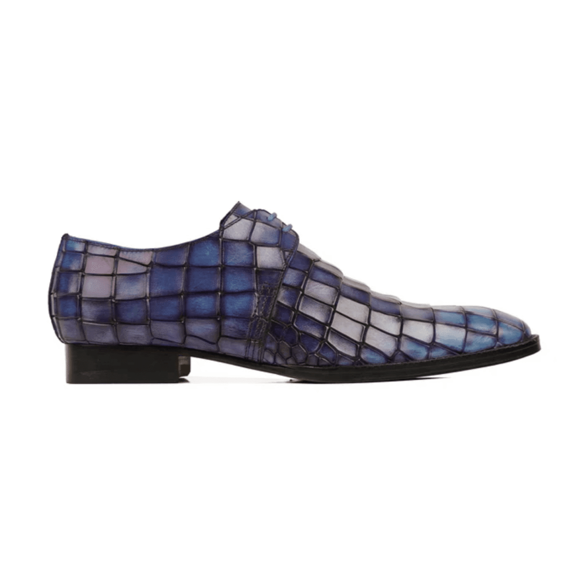 Naples Burnished Blue Leather Derby Shoes