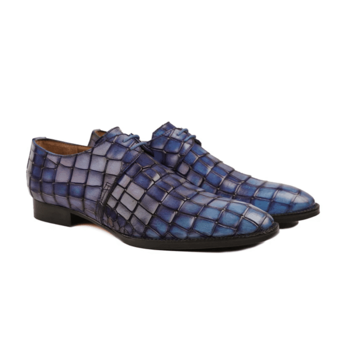 Naples Burnished Blue Leather Derby Shoes