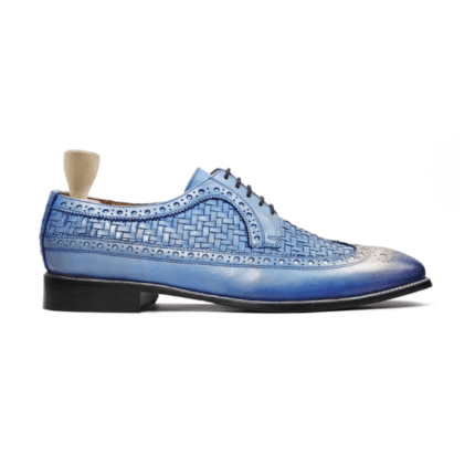 Nauvoo Light Blue Woven Derby Shoes