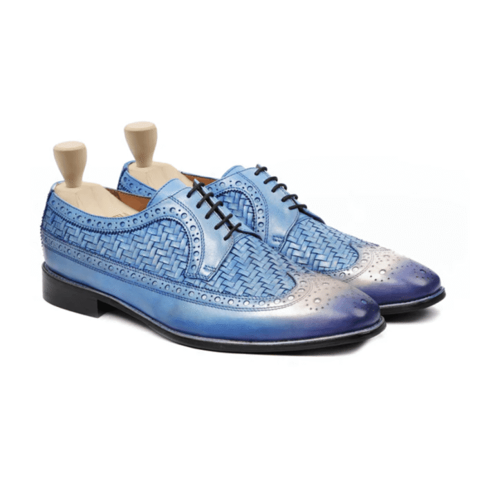 Nauvoo Light Blue Woven Derby Shoes
