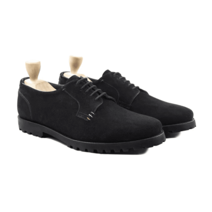 Newark Black Kid Suede Derby Shoes