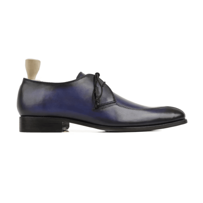 Newton Burnished Blue Leather Derby Shoes