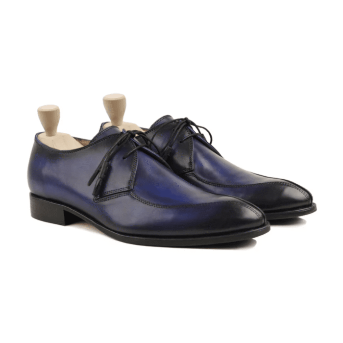 Newton Burnished Blue Leather Derby Shoes