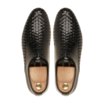Orlando Black Hand Woven Leather Derby Shoes