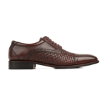 Quincy Dark Brown Hand Woven Leather Derby Shoes
