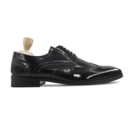 Richmond Black Leather High Shine Derby Shoes