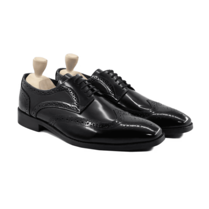 Richmond Black Leather High Shine Derby Shoes