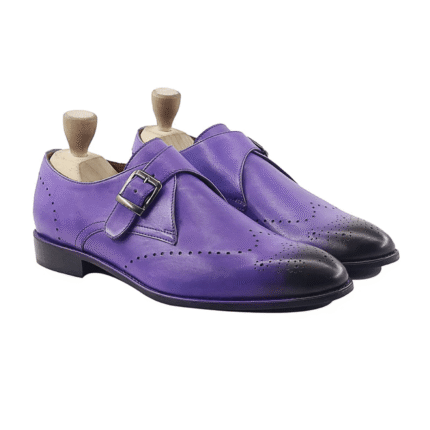 Rome Purple Leather Single Monk Strap Shoes