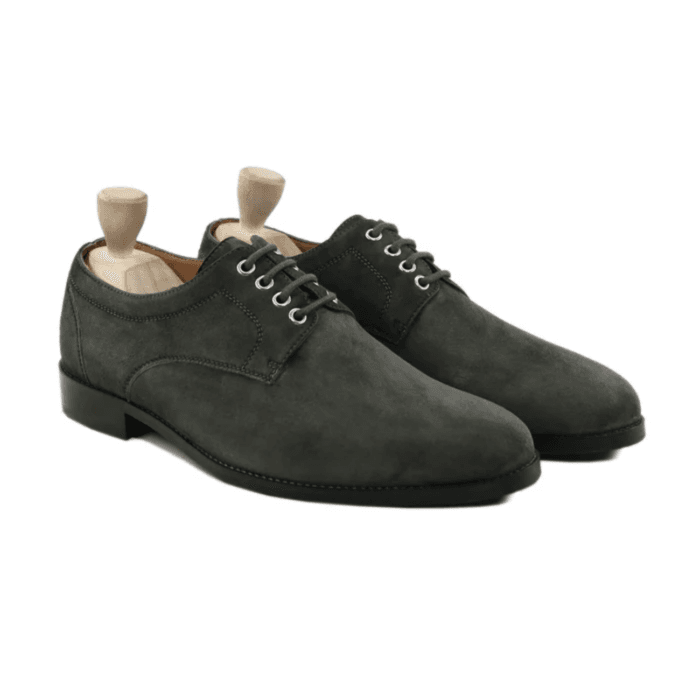 Dudle - Men's Grey Kid Suede Derby