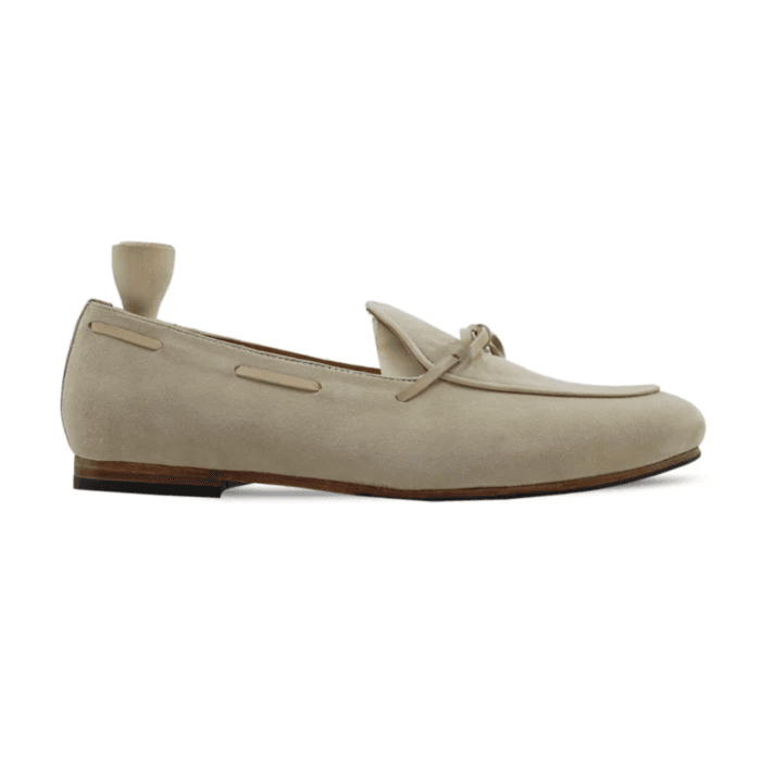 Halmstad - Men's Beige Kid Suede Loafer