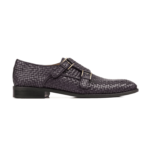 Sterling Purple Hand Woven Leather Double Monk Strap Shoes