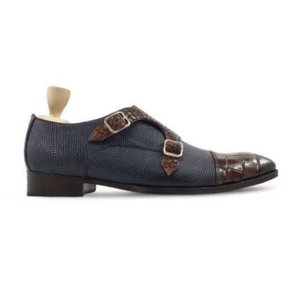 Tampa Black and Brown Leather Monk Strap Shoes