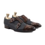 Tampa Black and Brown Leather Monk Strap Shoes