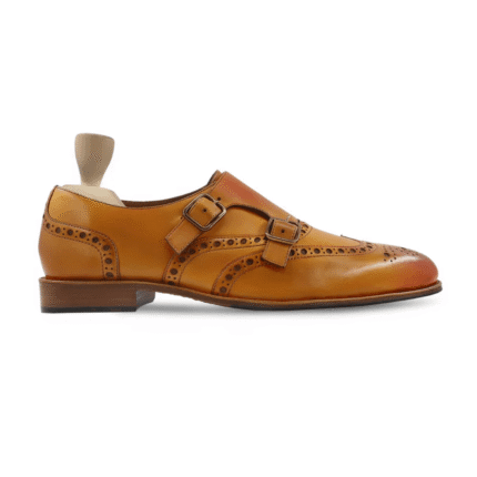 Venice Burnished Tan Leather Double Monk Strap Shoes