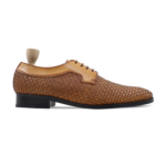 Beverly Tan Hand Woven Leather Derby Shoes