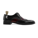 Chandler Black and Oxblood Leather High Shine Derby Shoes