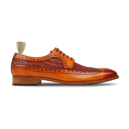 Decatur Red and Tan Hand Woven Leather Derby Shoes