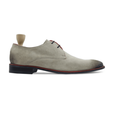 Glendale Burnished Steel Grey Kid Suede Derby Shoes