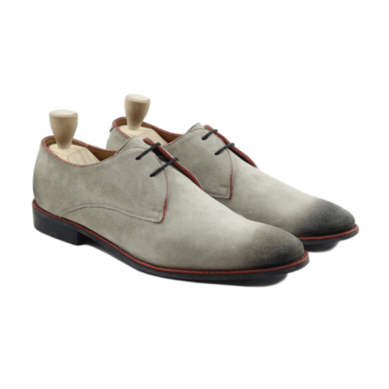 Glendale Burnished Steel Grey Kid Suede Derby Shoes