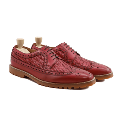 Hayward Oxblood Hand Woven Leather Derby Shoes