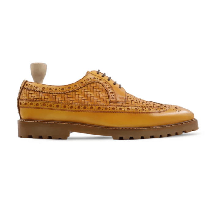 Daly Tan Hand Woven Leather Derby Shoes