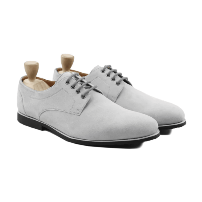 Irvine White Kid Suede Derby Shoes
