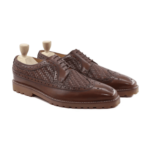 Merced Brown Hand Woven Leather Derby Shoes