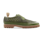 Merced Light Green Hand Woven Leather Derby Shoes