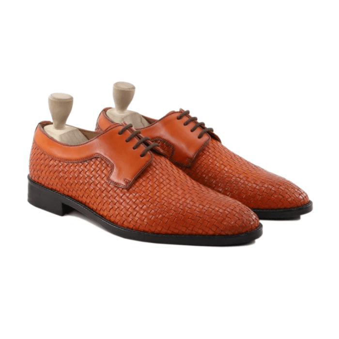 Ojai Tan Hand Woven Leather Derby Shoes